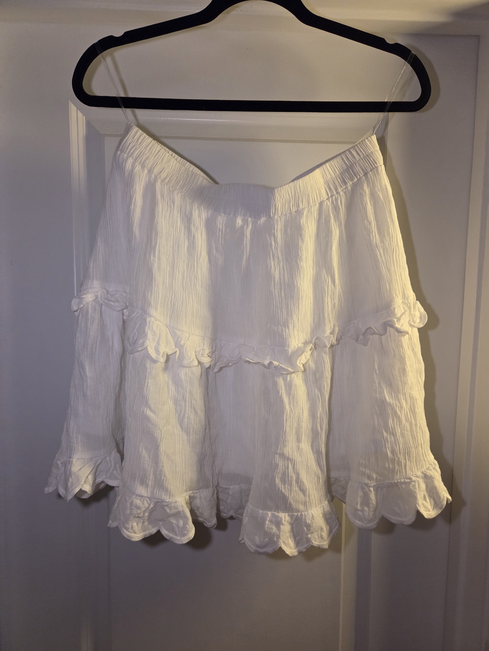 White Tiered Ruffle Skater Skirt - Lightweight Summer Style